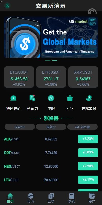 多國語言交易所/新UI特惠交易所系统/锁仓挖矿/永续合约/秒合约/前端uniapp系统源码