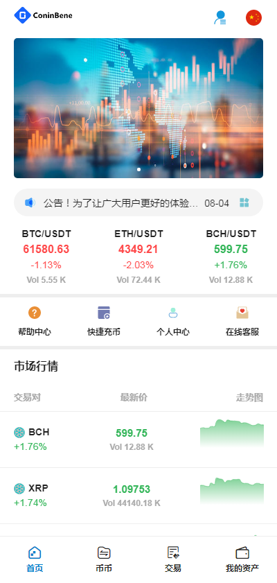 【Bbank交易所】多國語言交易所/USDT秒合约/杠杆/C2C法币交易/vue前端全开源
